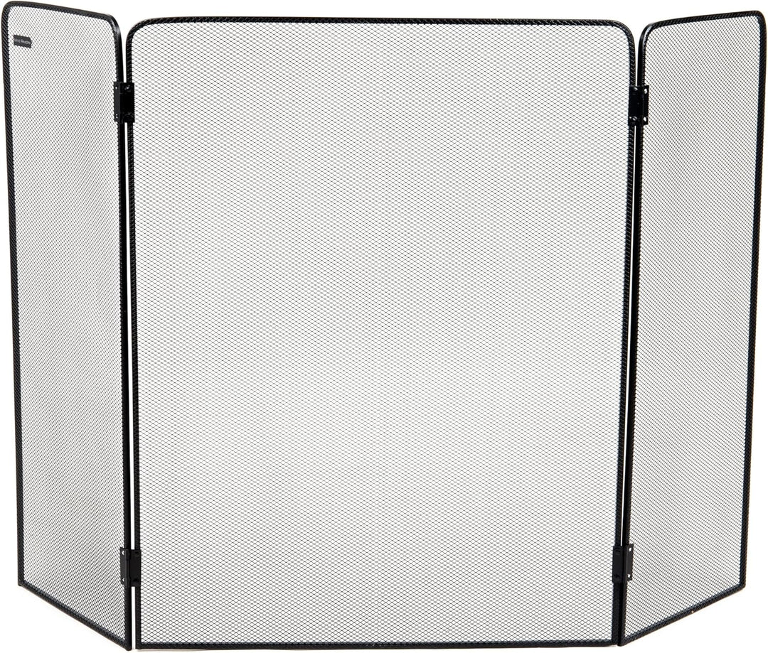 Mind Reader FIRESCREEN-BLK 3-Panel Fireplace Screen Door, Hinged, Portable, Indoor/Outdoor, 26.25" L