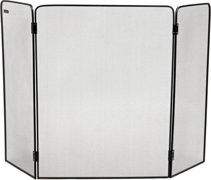Mind Reader FIRESCREEN-BLK 3-Panel Fireplace Screen Door, Hinged, Portable, Indoor/Outdoor, 26.25" L