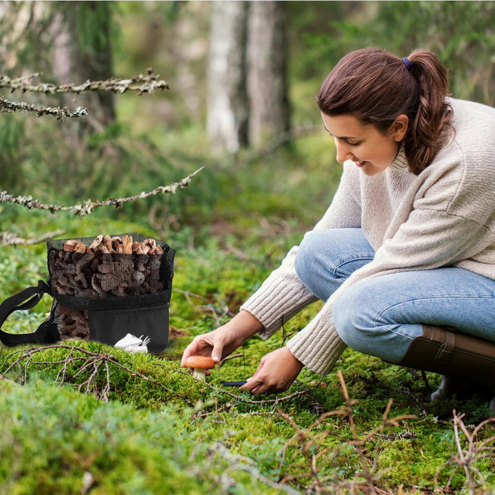 Pilz Jagdtasche Pilz Sammeltasche Schwarz Netz Pilz Futtertaschen Pilze Sammeln Tasche mit Verstellb