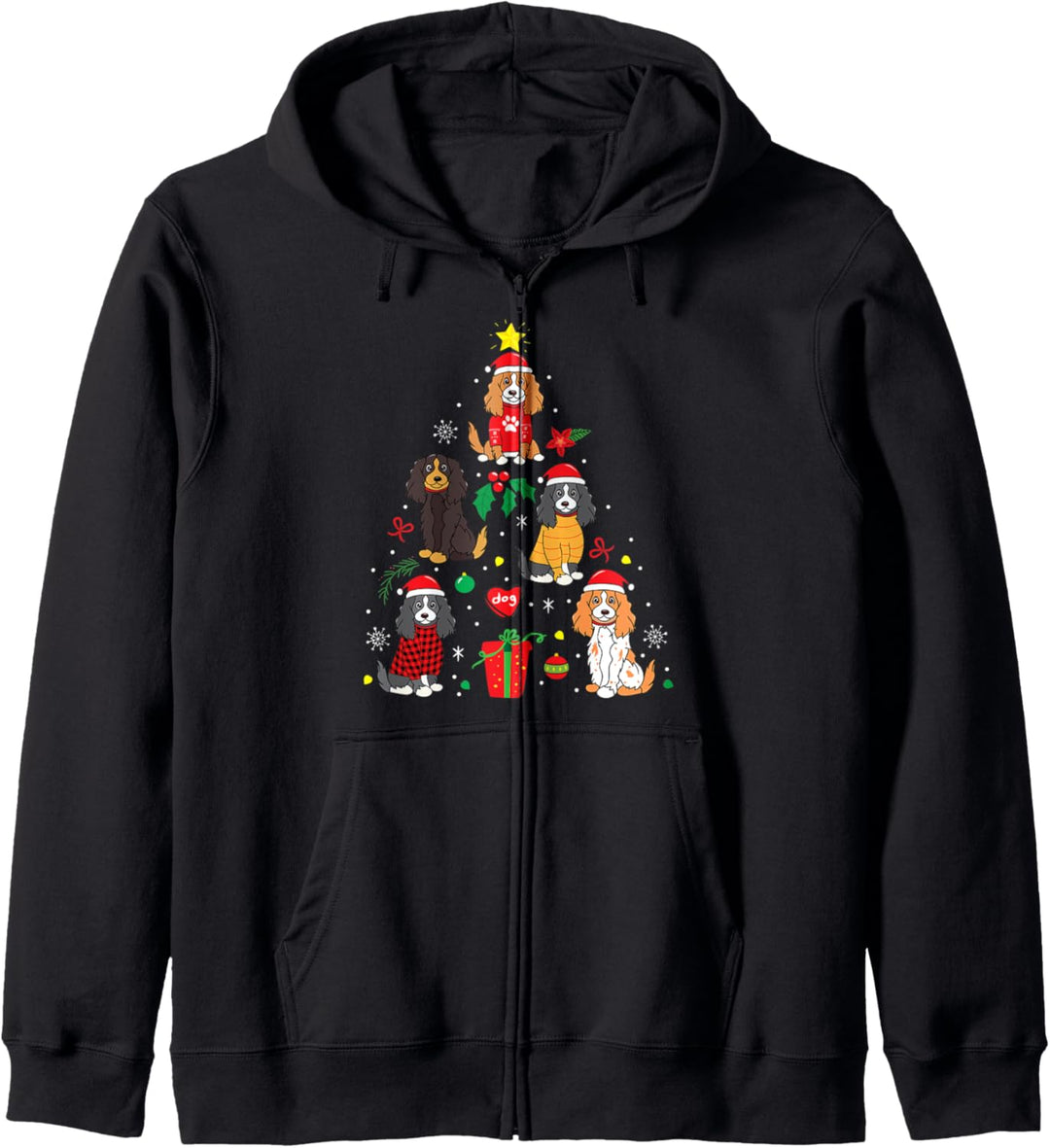 Cocker Spaniel Weihnachten Hundebaum Lustiges Geschenk Kapuzenjacke