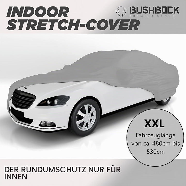 BUSHBOCK® Premium Autoabdeckung Indoor - Satin Schutzhülle Stoff - Abdeckplane Autoplane Autogarage