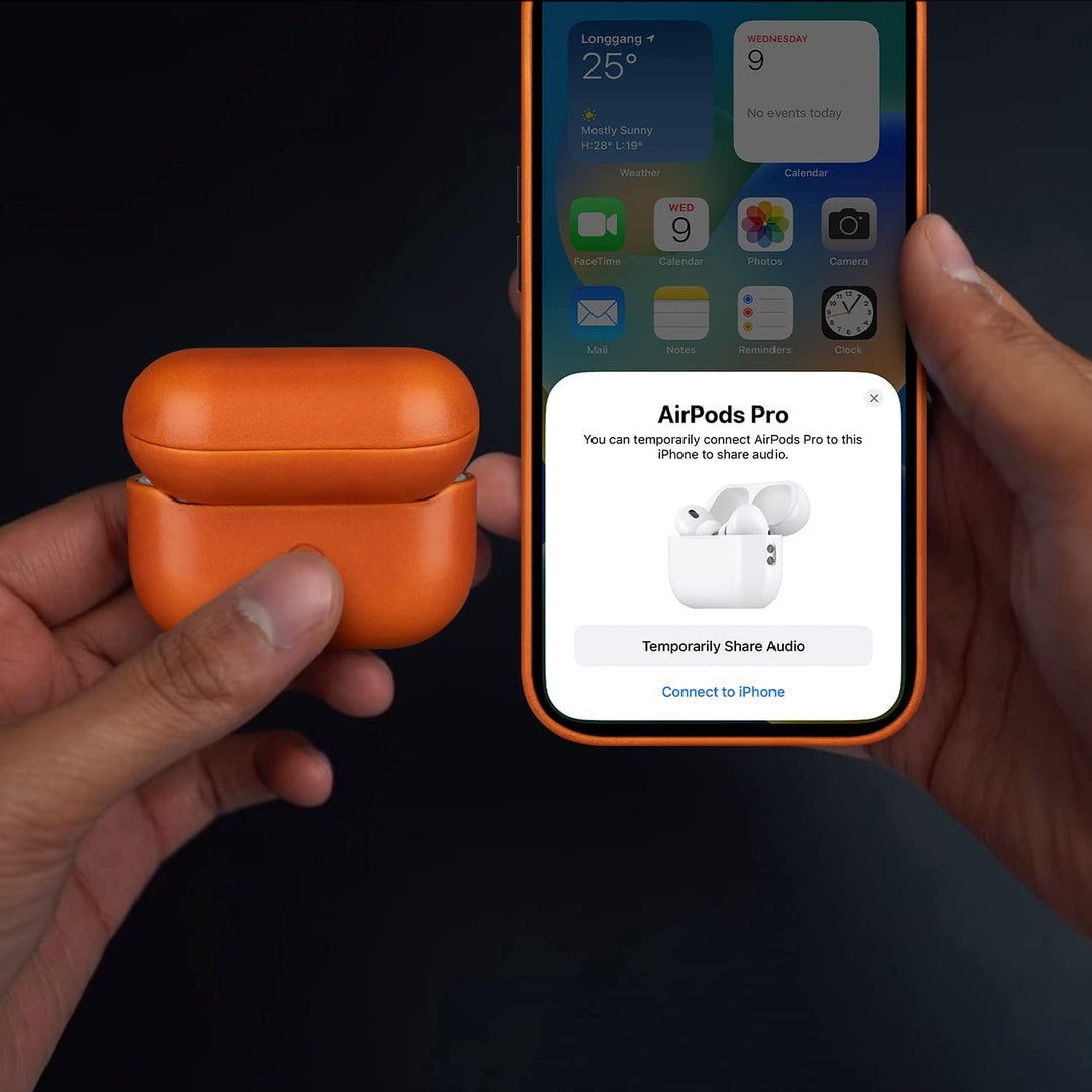 MAOGOAM Leder AirPods Pro 2 Hülle mit Knöpfen, Authentische Kristall-Pflanzenöl gewachste Lederhülle
