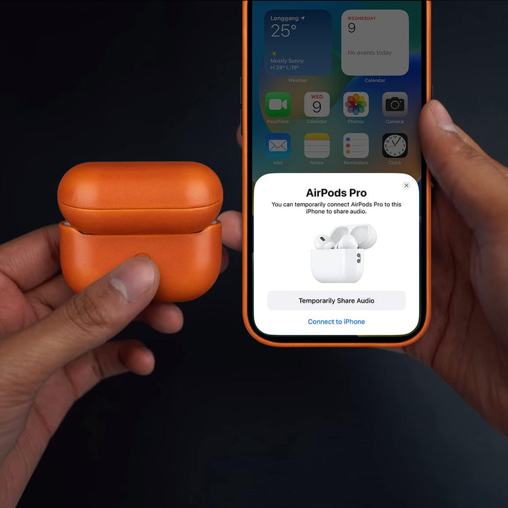 MAOGOAM Leder AirPods Pro 2 Hülle mit Knöpfen, Authentische Kristall-Pflanzenöl gewachste Lederhülle