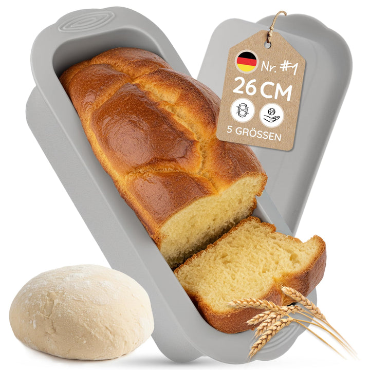 Backefix Brotbackform Silikon 26 cm – Grosse Backform Kastenform 2100ml für Brot und Kuchen mit extr
