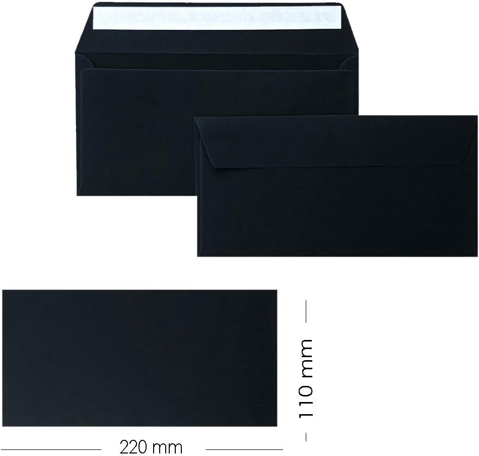 DIN lang Briefumschläge, 110x220mm, 120g, gerade Lasche mit Haftklebung, ideal für Geburtstag, Weihn