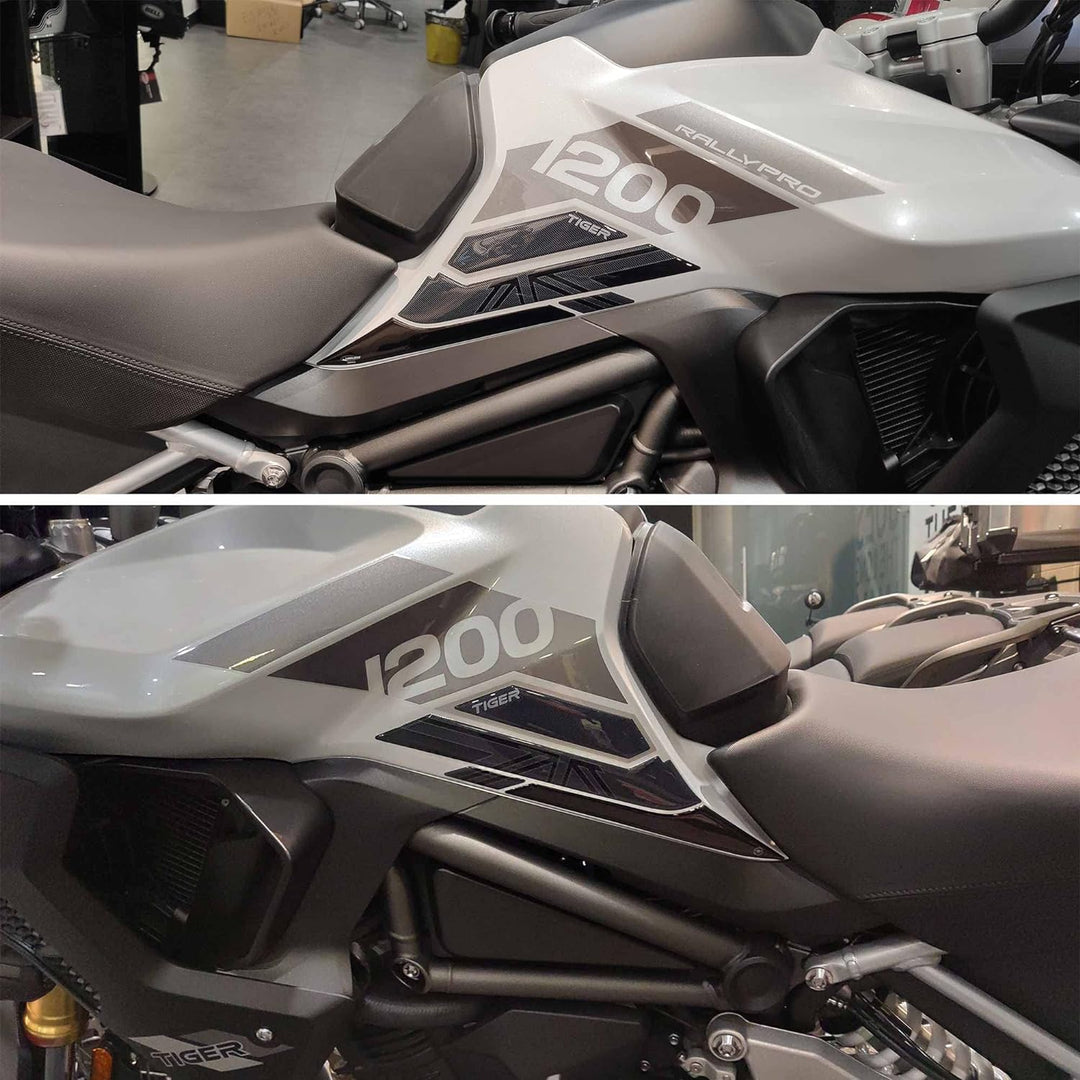 labelbike - 3D Harz Aufkleber Seitenschutz für Motorradtank kompatibel mit Triumph Tiger 1200 Rally