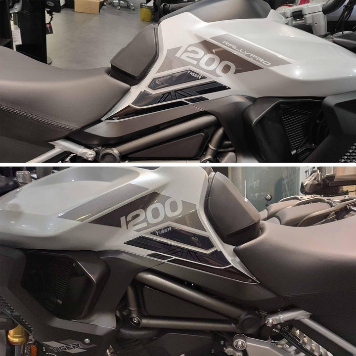 labelbike - 3D Harz Aufkleber Seitenschutz für Motorradtank kompatibel mit Triumph Tiger 1200 Rally