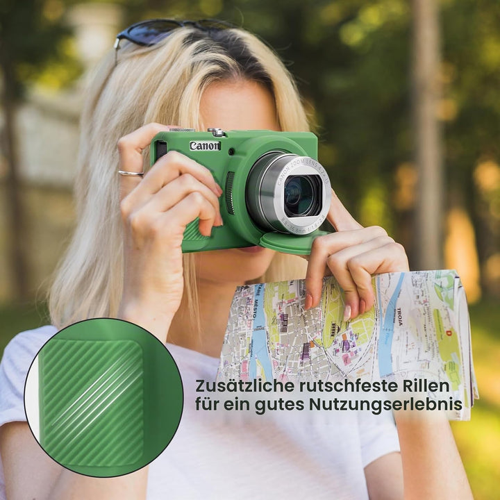 Rieibi Silikon-Schutzhülle für Canon G7X Mark III Hülle, G7X Mark III Zubehör mit 2 Stück Displaysch