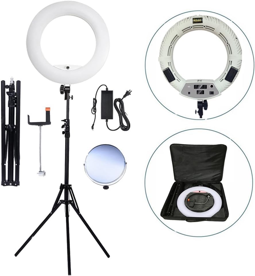 FD480 Digitaler Bildschirm LED Ringleuchte Licht Set:18 Zoll 96W Dimmbare LED-Ringlicht Lampenstativ