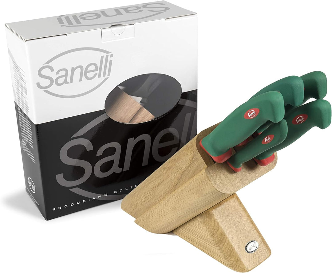 Sanelli 931605 Messerblock Leck, Holz, grün/rot, 5 Stück