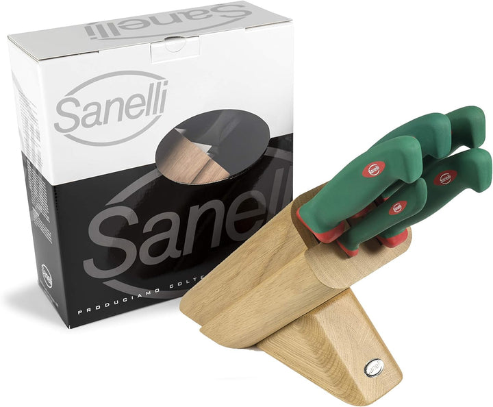 Sanelli 931605 Messerblock Leck, Holz, grün/rot, 5 Stück