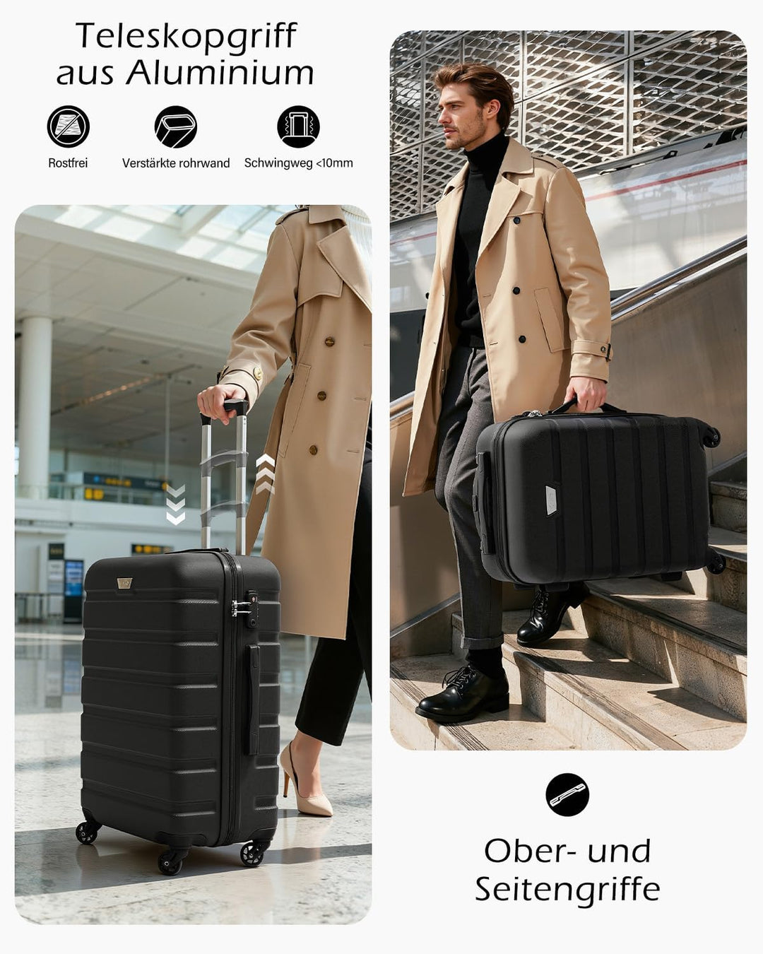 COOLIFE Hartschalen-Koffer Trolley Rollkoffer Reisekoffer ardschale Boardcase Handgepäck mit TSA-Sch