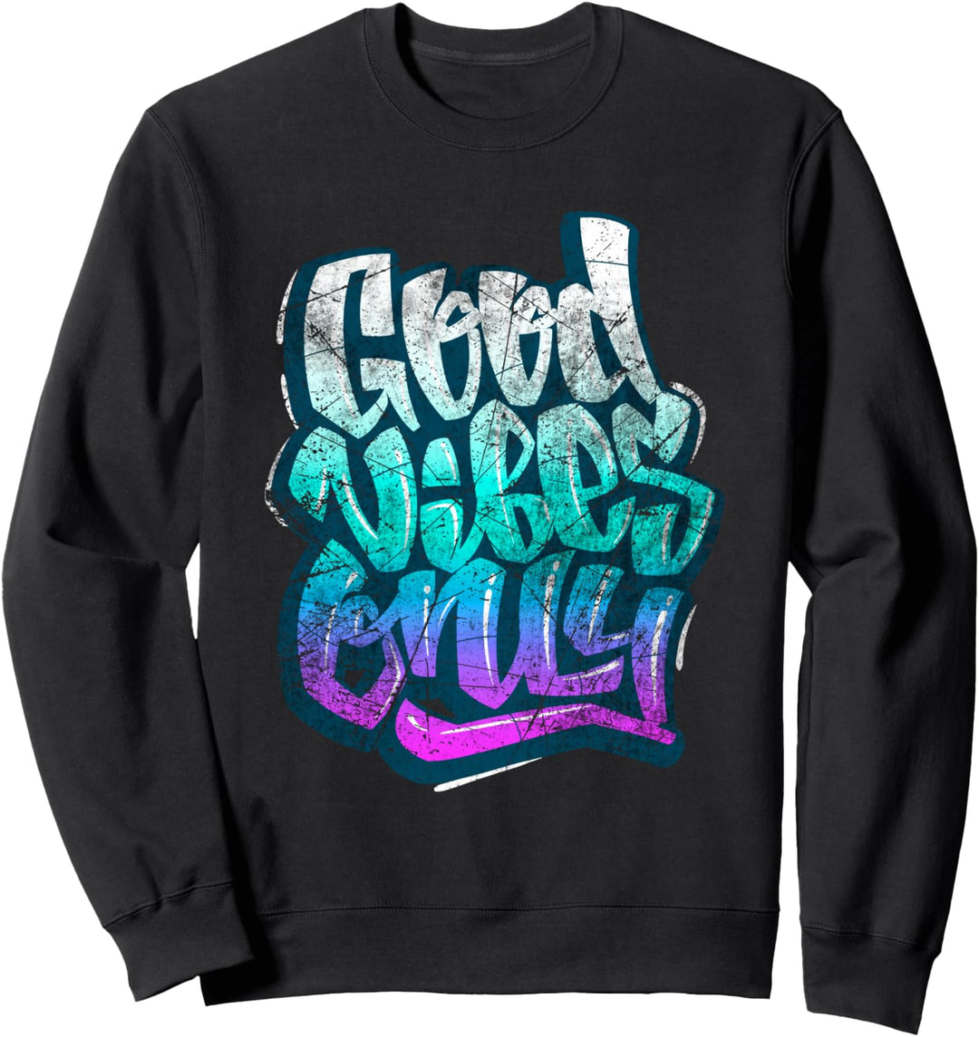 Cooles Vintage-Zitat "Good Vibes Only" mit kurzen Ärmeln Sweatshirt