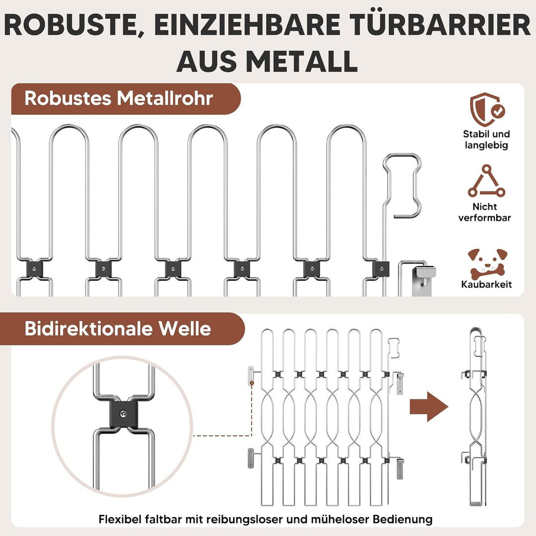 Snagle Paw Einziehbar Metall Türschutzgitter für Haustüren, Anti-Ausbruch Türschutzgitter, 72cm Brei