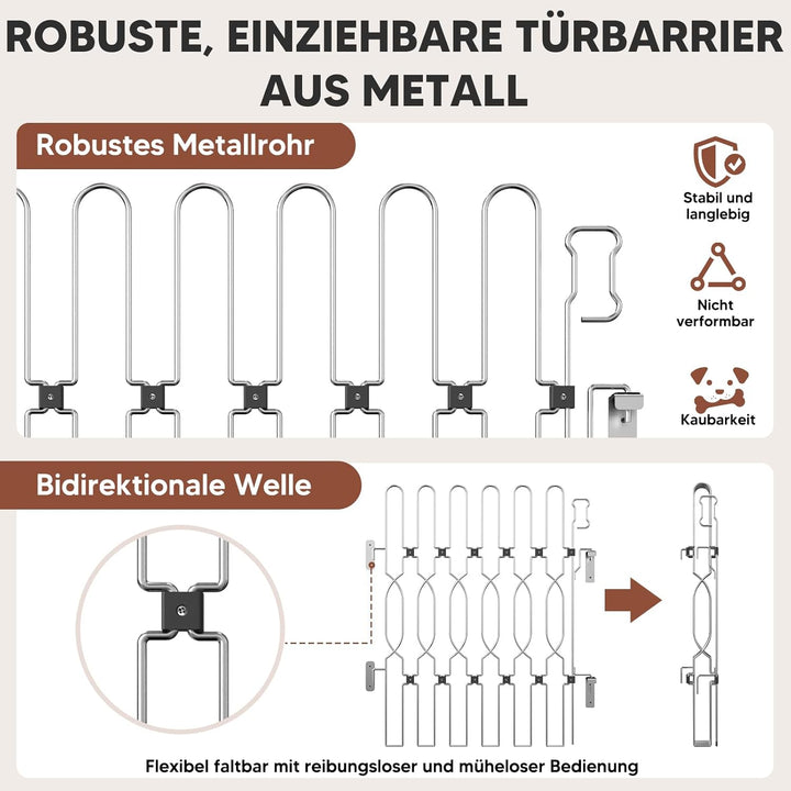 Snagle Paw Einziehbar Metall Türschutzgitter für Haustüren, Anti-Ausbruch Türschutzgitter, 72cm Brei