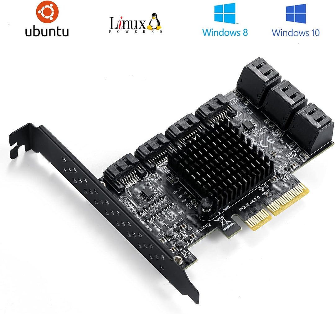 MZHOU PCI-E SATA Erweiterungskarte,10 Port PCI Express SATA Controller Karte, 6 Gbit/s SATA 3.0 PCIe