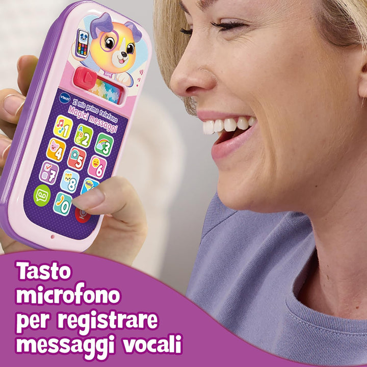 VTech Mein erstes Telefon – Magische rosa Nachrichten, interaktives Telefon für Kinder, Lernen Sie d