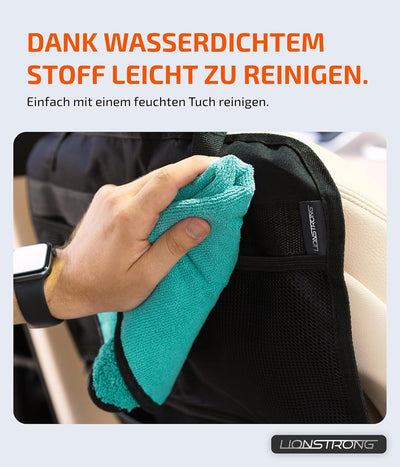 LIONSTRONG® Auto Organizer Kinder Rücksitz schwarz [WASSERDICHT] - Rückenlehnenschutz Auto Kinder un