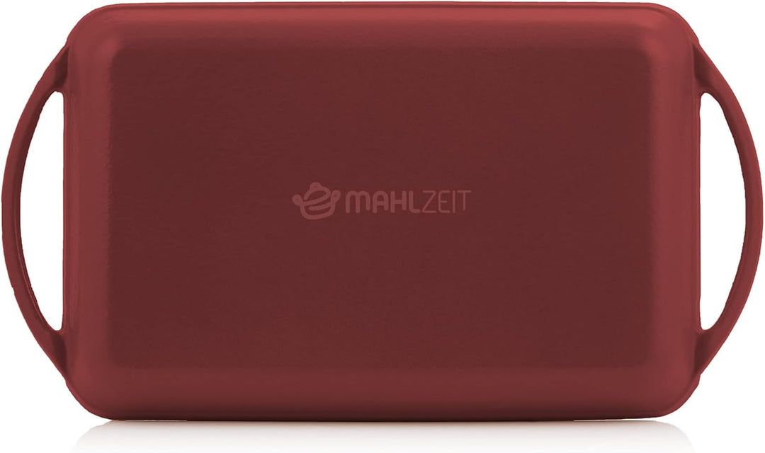 Mahlzeit Gusseisen-Grillplatte Emailliert | Dark Cherry | 39,5 x 22 x 3,5 cm | Grill Platte Gusseise