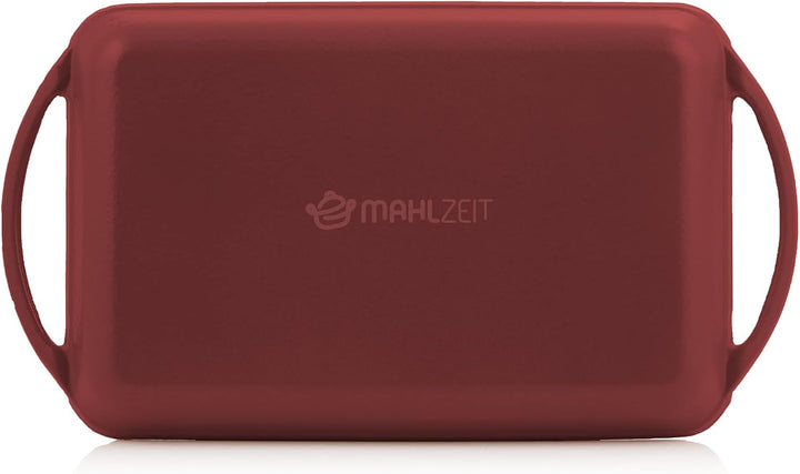 Mahlzeit Gusseisen-Grillplatte Emailliert | Dark Cherry | 39,5 x 22 x 3,5 cm | Grill Platte Gusseise