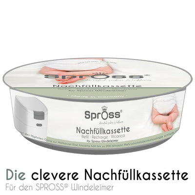 Spross Baby Windeleimer inkl. Nachfüllkassette - geruchsdichtes System mit Einhandbedienung - Müllei