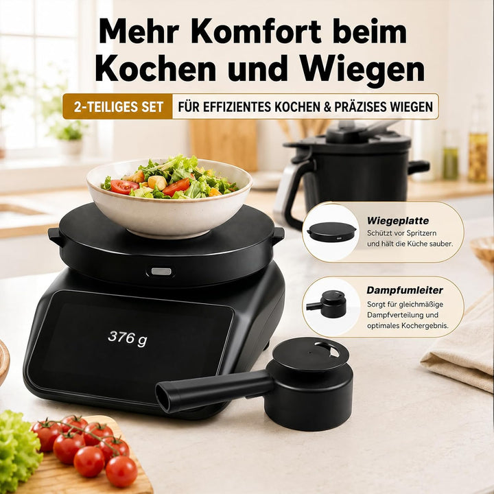 Dampfumleiter und Wiegeplatte für Thermomix TM7 Bimby, Runde WiegeBase Silicone 19 cm Durchmesser ko