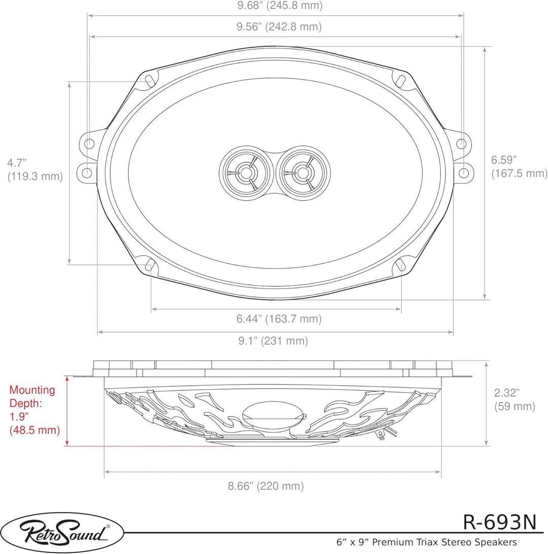 RetroSound R-693N - 2-Wege Coaxsystem 6 Inch x 9 Inch, 6 Inch x 9 Inch