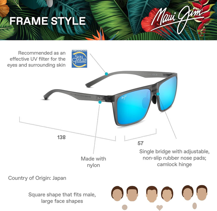 Maui Jim HONOKALANI Brille, transparent, Grau, 57/17/138, Unisex, Erwachsene, Translucent Grey