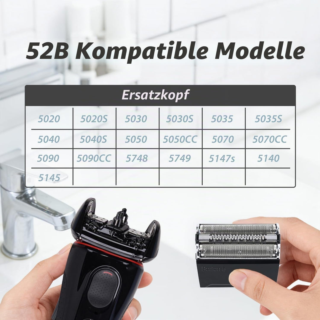2 Pack 52B Ersatz Rasierkopf Kompatibel mit Braun Series 5 elektrischer Kopf Rasiermaschine, kompati