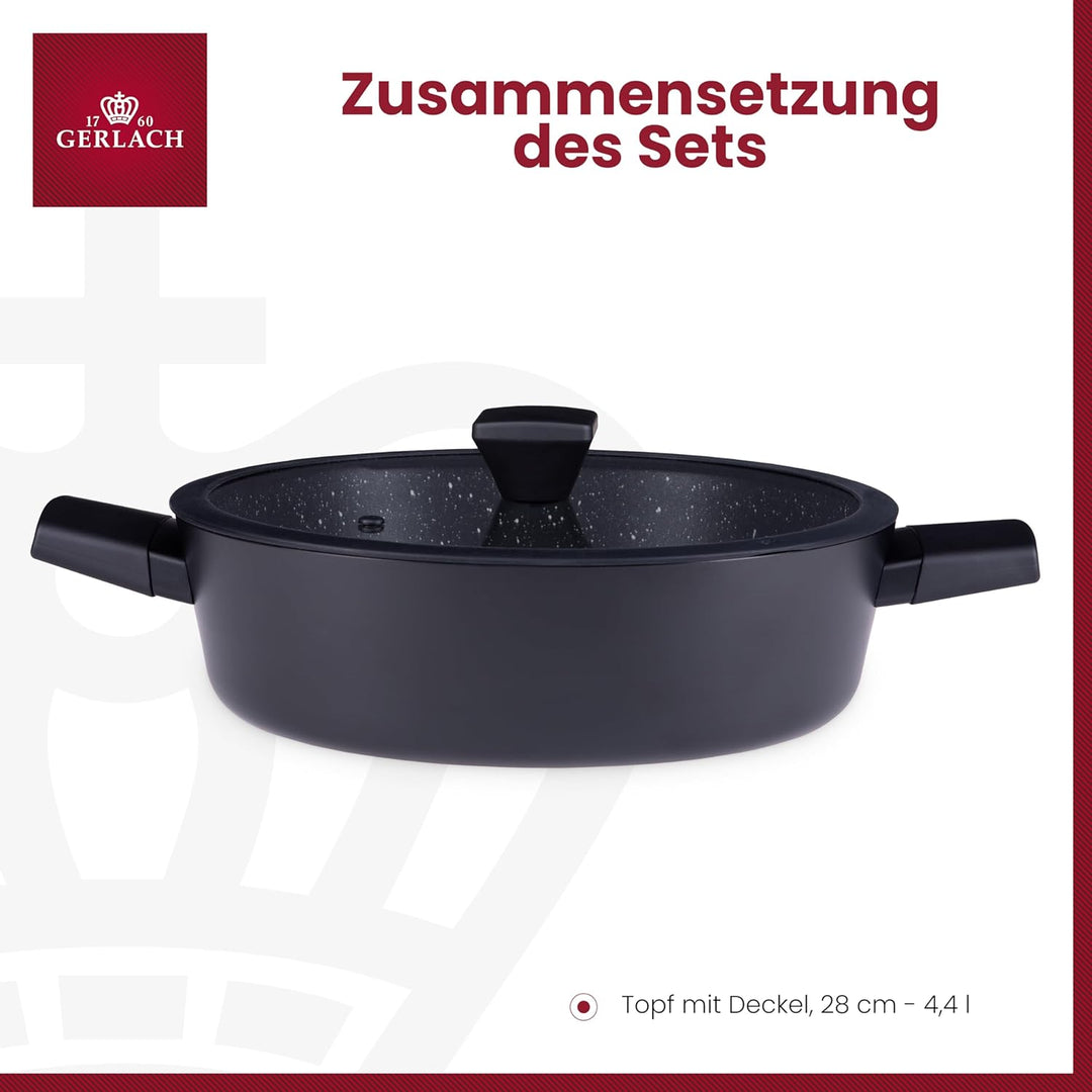 Gerlach Granitex Topf Kochtopf Keramik Beschichtet Induktionsgeeignet Kochtöpfe Für Elektro Gas Kera