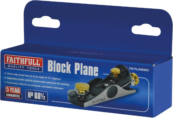 Faithfull 1/2 Block Plane in Cardboard Box, FAIPLANE60C, Black, One size Klassische, Klassische