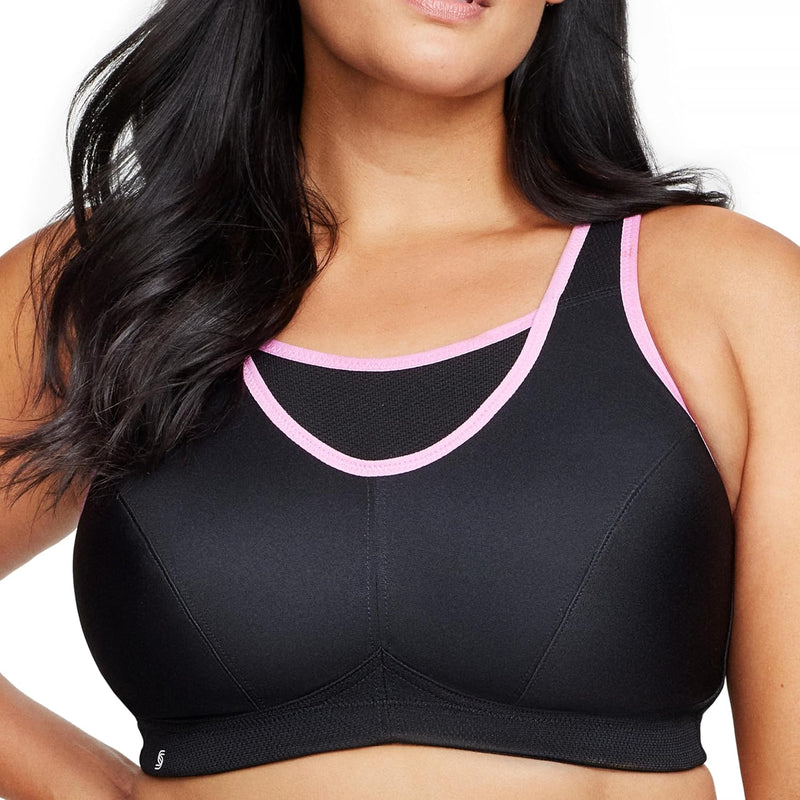 Glamorise Damen Bustier BH mit Perfektem Halt Sports Bra, Undurchsichtige 75C Schwarz/Pink, 75C Schw