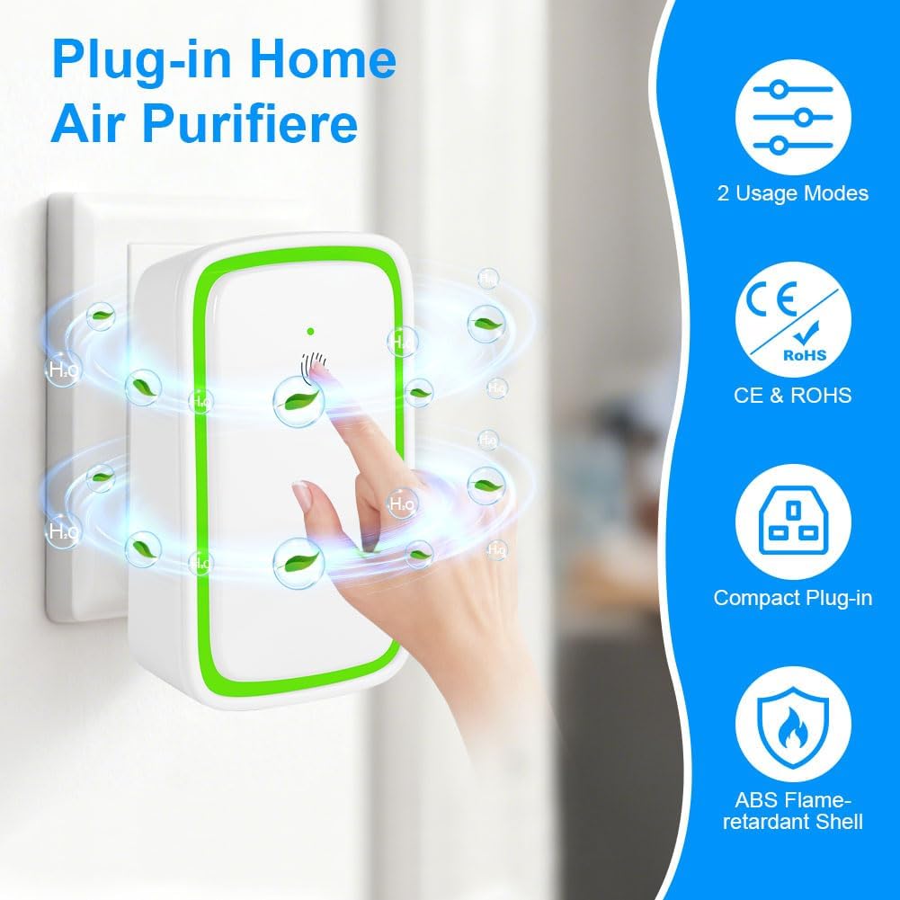 AUAUY 2 Stück Luftreiniger, Air Purifier LonizerGenerator, Plug in Negativ Lonen Luftreiniger, Besei