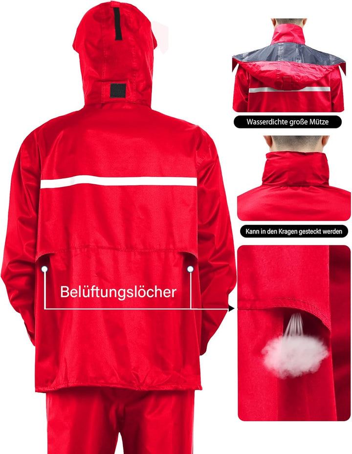 Coutyuyi Herren &amp; Damen Regenanzug Reflektierender 100% Wasserdichter Anzug Outdoor Regenmantel Wind
