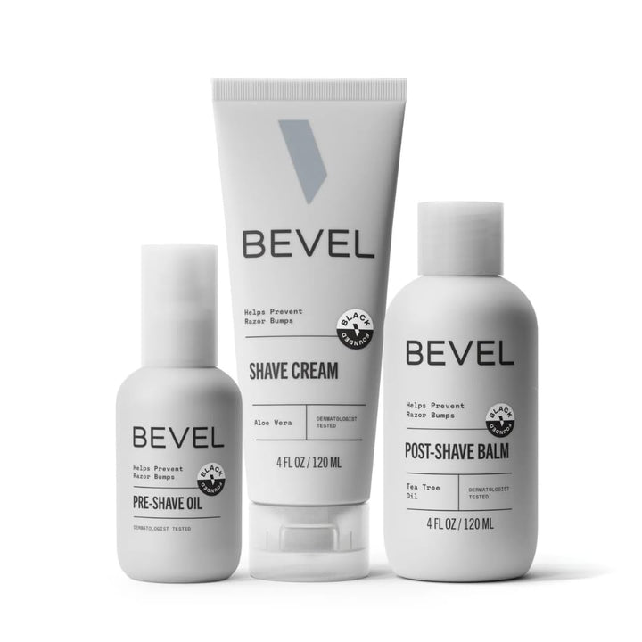 Bevel Shaving Kit for Men - Includes Pre Shave Oil, Shaving Cream and After Shave Balm, Helps Reduce