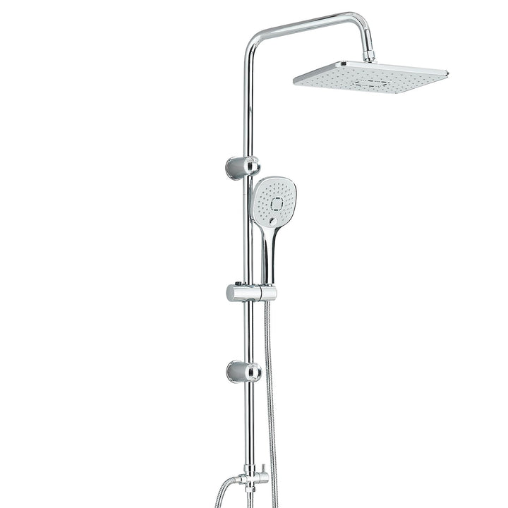 Feste Duschsäule mit Einhebelmischer, quadratischer Regendusche, 29 x 19 cm und Handbrause, komplett