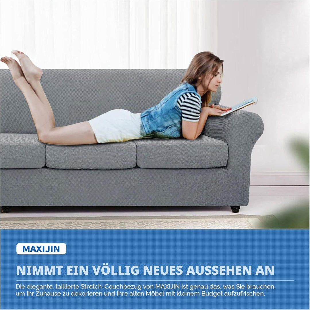 MAXIJIN Stretch Sesselbezug Sofabezug mit Separatem 1 Kissenbezügen Couchbezug Sessel für Wohnzimmer