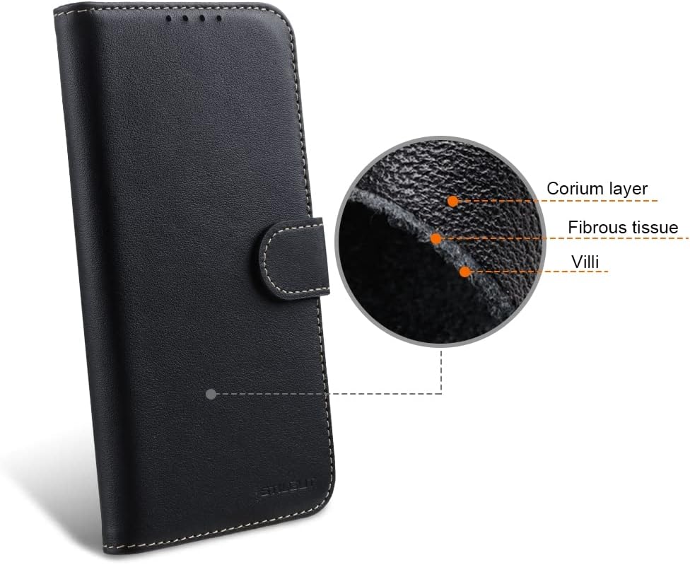 STILGUT Talis kompatibel mit iPhone 14 Plus (6.7") Hülle mit Kartenfach aus Leder, Flip Cover, Handy