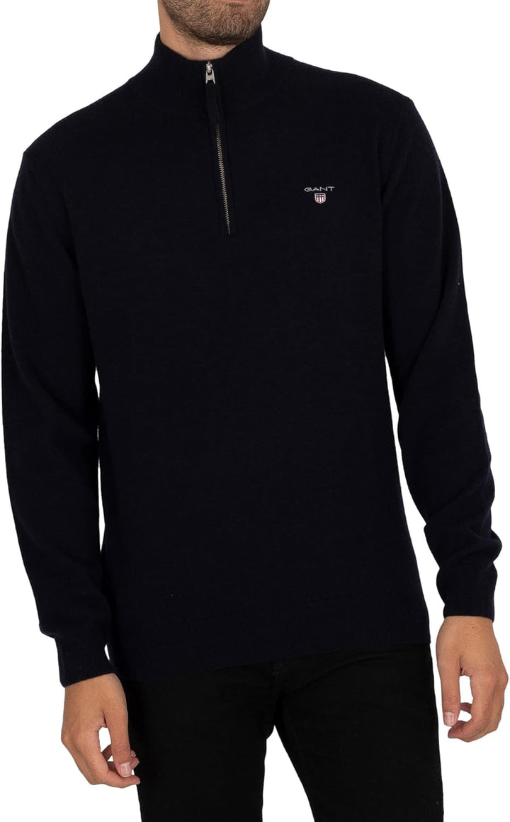 GANT Herren Superfine Lambswool Half Zip Strickjacke M Marine, M Marine