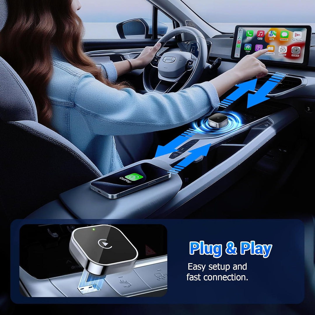 CarPlay Wireless Adapter für iPhone, Wired CarPlay auf kabelloses CarPlay, USB/Type-C, Plug &amp; Play,