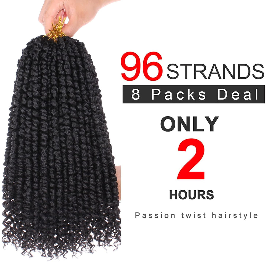 Xtrend 14 inch Black Pre twisted Passion Twist Hair 8Packs 12 Strands/Pack Bohemian Pre Looped Synth