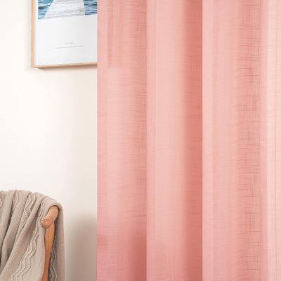 MIULEE 2er Set Voile Vorhang Sheer Leinenvorhang mit Ösen Transparente Leinen Optik Gardine Ösenscha