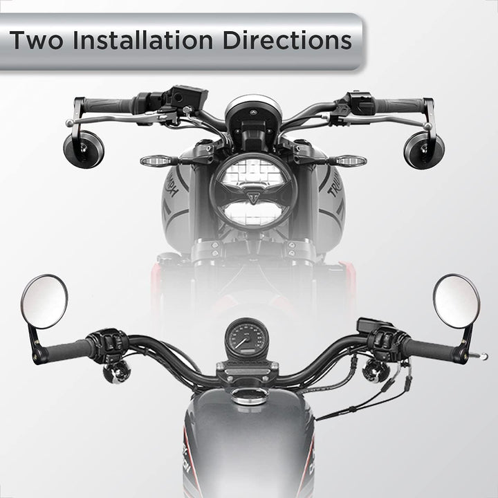 Evermotor Universal Motorrad Runde Rückspiegel Lenkerspiegel Spiegel Set E-Geprüft E-Mark Quad Rolle