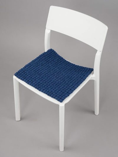 myfelt Filzkugel-Sitzauflage Stuhlauflage - Alva - quadratisch, 36x36 cm, Dunkelblau, Dunkelblau