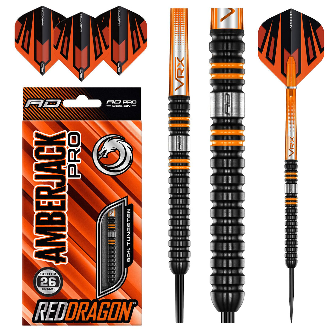 RED DRAGON Amberjack Pro Series Premium-Wolfram-Darts-Set mit Flights und Stielen 26 g 1 Stück, 26 g