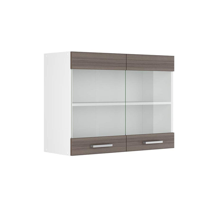 Vicco Küchenschrank Glas R-Line, Grau/Weiss, 80 cm Grau Hängeglasschrank 80cm, Grau Hängeglasschrank