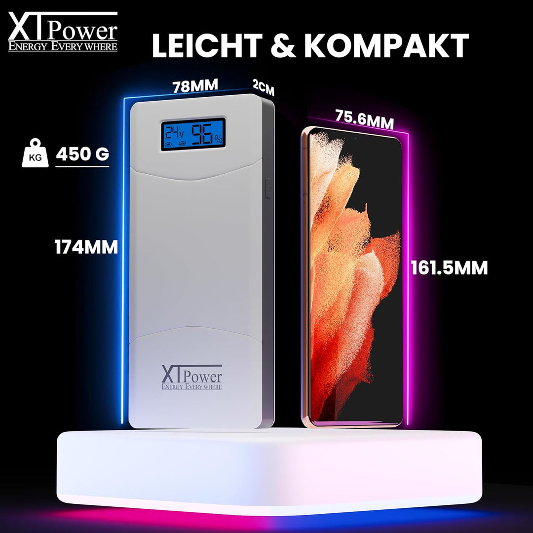 XTPower® XT-16000QC3-PA Powerbank inkl. Netzteil - moderner DC + USB QC3 Akku mit 15600mAh - 1x USB,