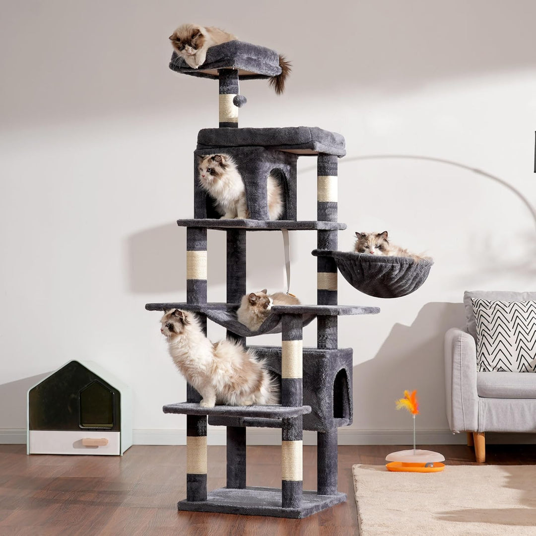 Heybly Kratzbaum, 178 cm Hoch, kratzsäule für Indoor Katzen, Mehrstöckiger Katzenkratzbaum mit 8 Kra