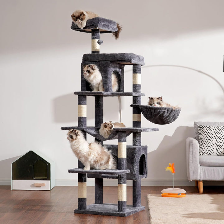 Heybly Kratzbaum, 178 cm Hoch, kratzsäule für Indoor Katzen, Mehrstöckiger Katzenkratzbaum mit 8 Kra