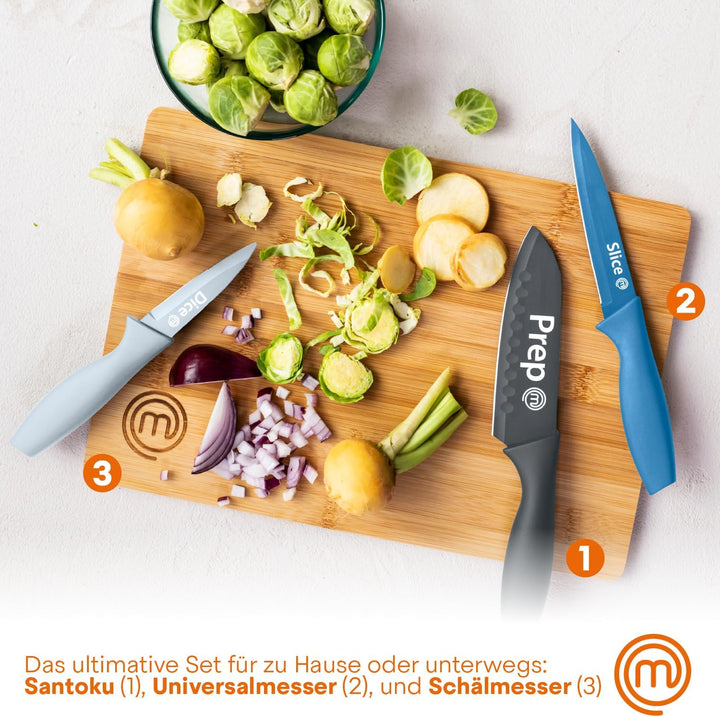 MasterChef Küchenmesser Set, Messerset ink. Kochmesser, Gemüsemesser & Schälmesser, Scharfe Messer E